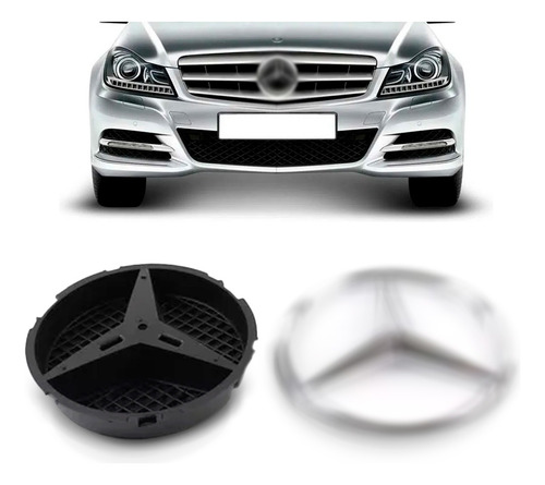 Emblema Grade Radiador Para Mercedes C180 13 A 18 C Suporte