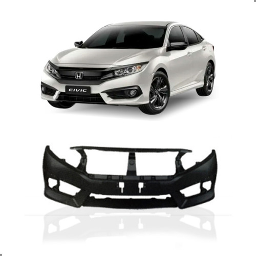 Parachoque Dianteiro Para Civic Ex 2016 A 2019 Cor Preta Preto