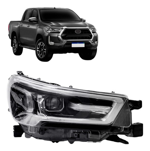 Farol Hilux Srv 2021 2022 2023 Com Led Cromado 1ª Linha Direito/passageiro