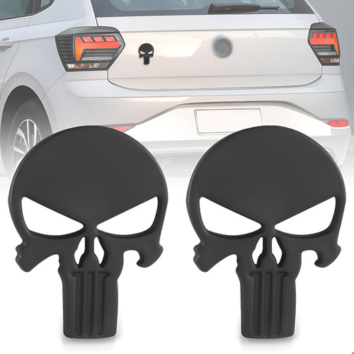 Kit 2 Emblemas Injetado Caveira Justiceiro Pequeno Preto