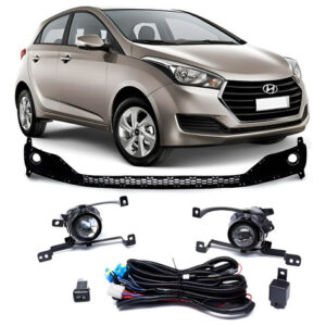 Kit Farol Neblina Milha Hb20 2016 À 2017 Hb20s Aro Cromado Cristal