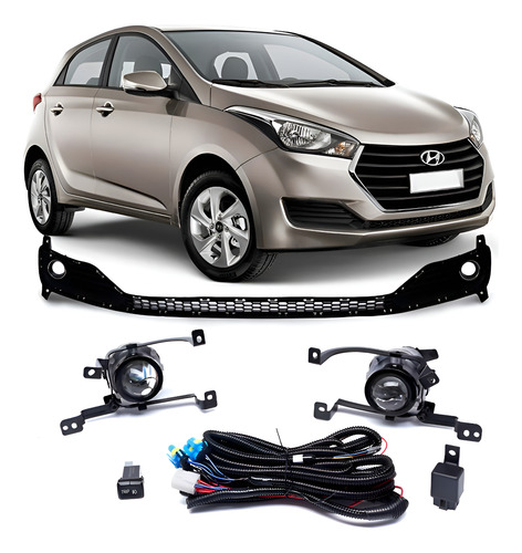 Kit Farol Neblina Milha Hb20 2016 À 2017 Hb20s Aro Cromado Cristal