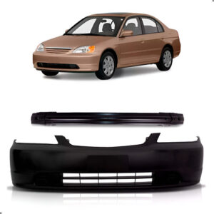 Parachoque Dianteiro Para Honda Civic 2001 A 2003 + Alma Preto