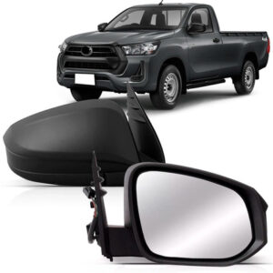 Par Retrovisor Preto Liso Fixo Hilux 2016 A 2019