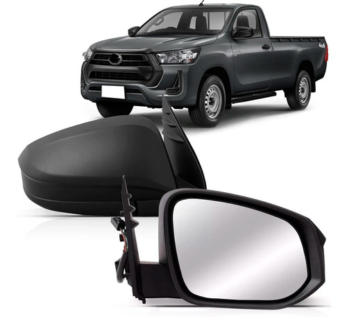 Par Retrovisor Preto Liso Fixo Hilux 2016 A 2019