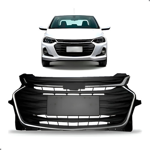 Tela Radiador Onix 2020 21 22 23 24 2025 Com Frisos Cromados Preto