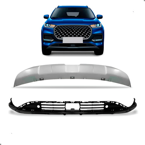 Kit Parachoque Inferior Tiggo 8 Pro 2022 A 2026 Com Spoiler Preto