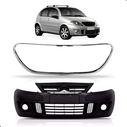 Parachoque Dianteiro Para Citroen C3 2008 A 2012 Com Friso Preto