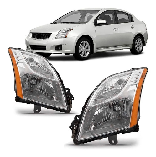 Par Farol Cromado Sentra 2010 A 2013
