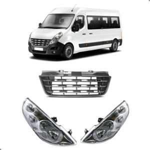 Kit Par De Farol Para Master 2013 14 A 2022 Com Grade Cinza Ambos Lados