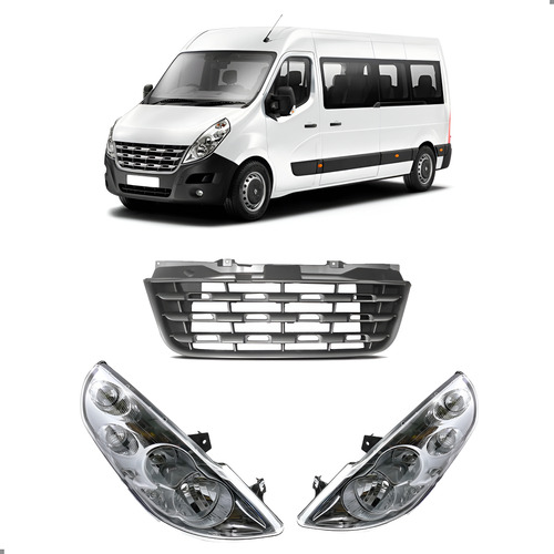 Kit Par De Farol Para Master 2013 14 A 2022 Com Grade Cinza Ambos Lados