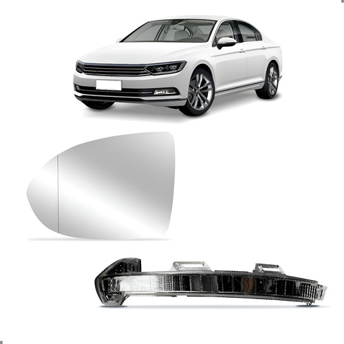 Kit Sinaleira Retrovisor Passat 16 A 2019 Com Lente Esquerdo Preto