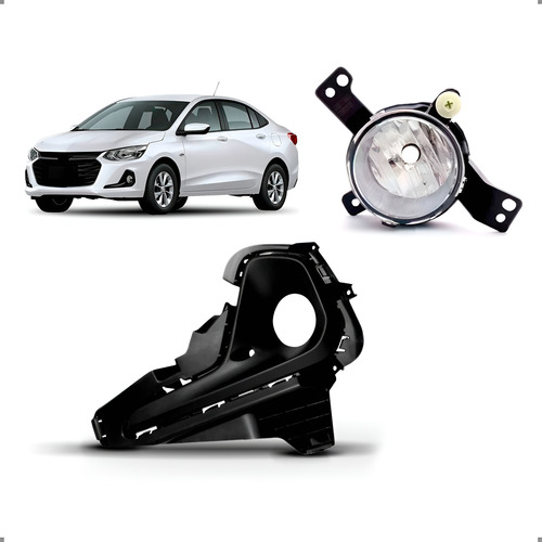 Farol De Milha Para Onix 2020 A 2025 Moldura Grade Esquerda Preto