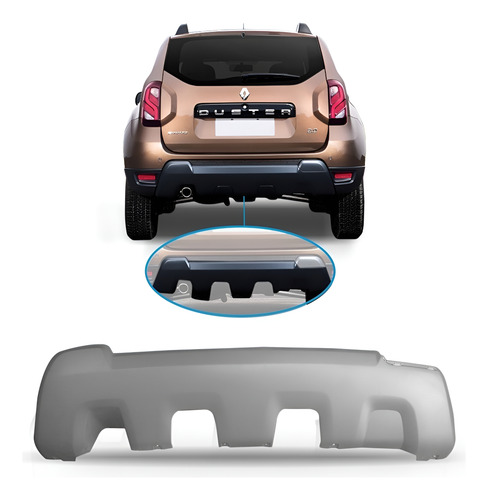 Acabamento Parachoque Traseiro Duster 2015 16 17 2018 Prata Cinza-escuro