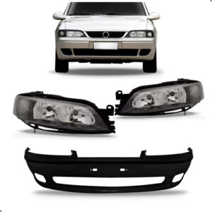 Kit Parachoque Vectra 1996 A 1999 Par Farol Mascara Negra Preto