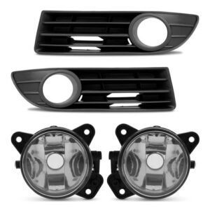 Kit Farol Neblina Milha Polo 2007 À 2011 Grade Aro Preto Transparente