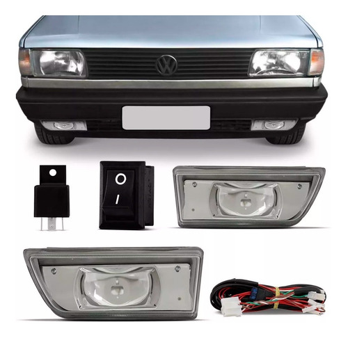 Kit Farol Auxiliar Gol Parati Saveiro Voyage Quadrado 87/97 Transparente