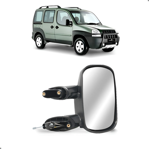 Retrovisor Lateral Doblo 2001 A 2021 Com Controle Direito