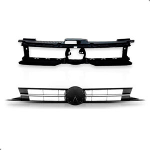 Kit Grade Polo 2018 A 2022 Com Friso Cromado E Grade Interna Preto