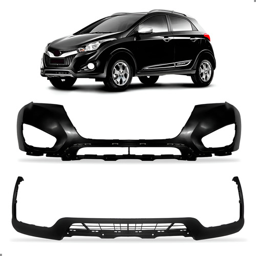 Kit Parachoque Hb20x 2012 2013 2014 2015 Com Spoiler Saia Preto