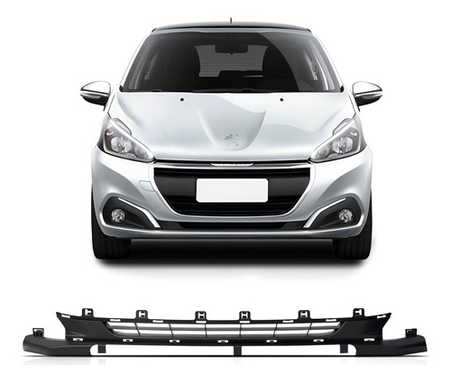 Grade Parachoque Peugeot 208 Ano 2017 A 2018 S/ Furo Sensor Preto
