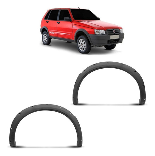 Par Alargador Moldura Paralama Traseiro Uno Way Cinza 04/12