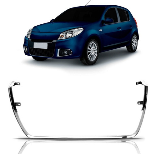 Moldura Grade Parachoque  Sandero 2012 2013 2014 Cromado