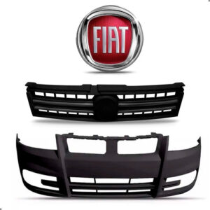 Kit Parachoque Para Stilo 2008 A 2012 Com Grade Friso Cinza Preto