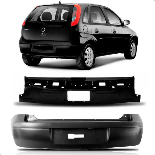 Kit Parachoque Traseiro E Painel Corsa Hatch 2003 A 2012 Preto