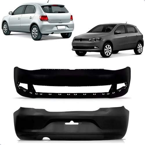 Parachoque Dianteiro E Traseiro Vw Gol G6 Gvi 2013 A 2016 Preto