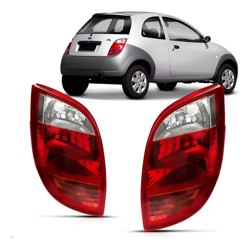 Par Sinaleira Traseira Ford Ka 2002 A 2007 Cristal Re Rosa Vermelho