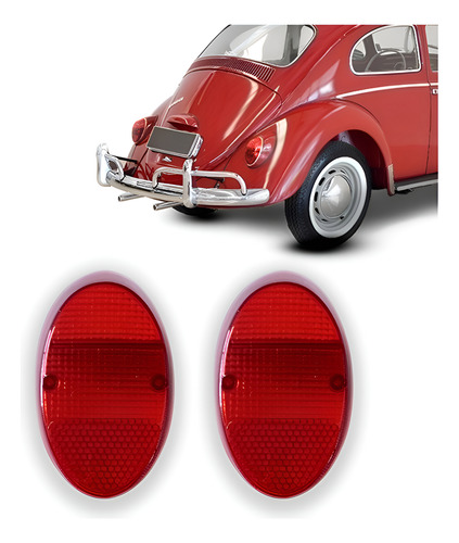 Par Lente Lanterna Traseira Fusca 1200/1300 Rubi Vermelho