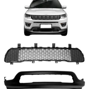 Kit Spoiler Para Jeep Compass 2017 A 2021 Com Grade Preto