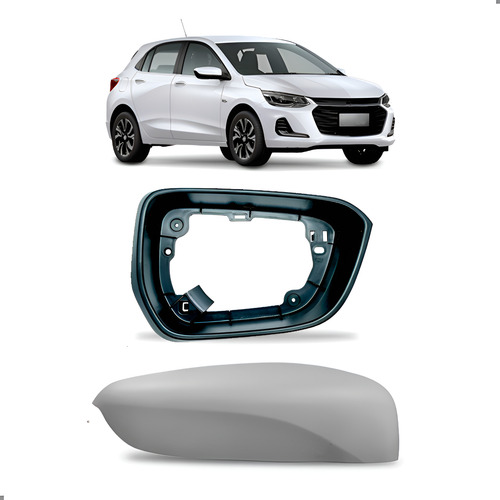 Kit Capa Retrovisor Para Onix 2020 A 2025 Moldura Direita Preto