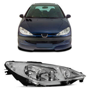 Farol 206 2004 A 2011 Elétrico Liso Foco Duplo 1ª Linha - Direito/passageiro