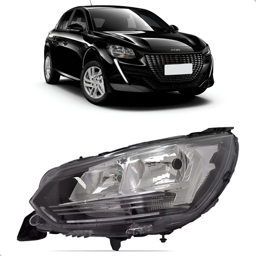 Farol Para Peugeot 208 2020 A 2024 3 Furos 1ª Linha Esquerdo/motorista