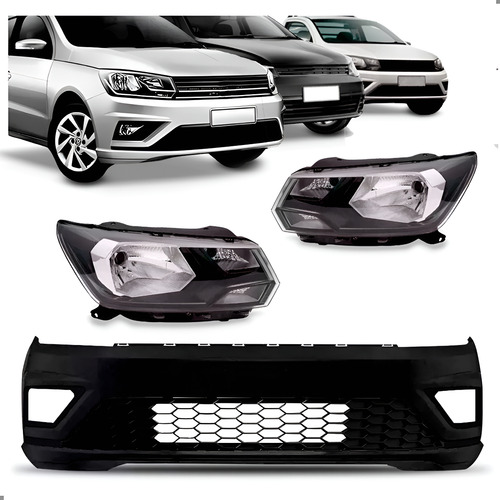 Kit Parachoque Para Gol Saveiro Voyage Gviii 2018 A 2023 Preto