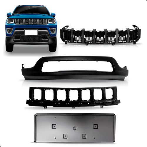 Kit Grade Para Jeep Compass 2017 A 2021 Superior E Inferior Preto