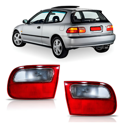 Par Sinaleira Traseira Civic Hatch 1992 93 94 95 Tampa Malas Vermelho