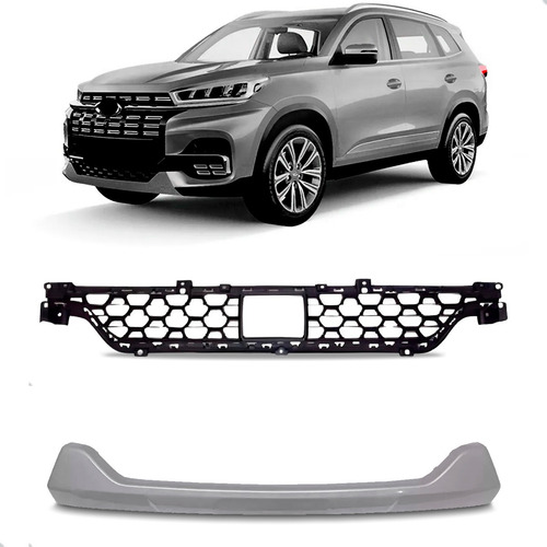 Kit Grade Inferior E Spoiler Tiggo 8 2021 A 2023 C/ Furo Preto