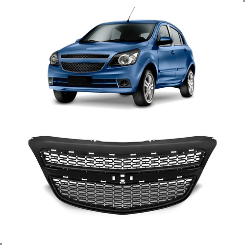 Grade Radiador Para Agile 2009 A 2013 Com Friso Preto Preto
