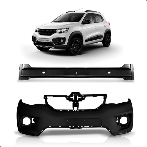 Parachoque Dianteiro Para Kwid 2017 A 2022 Com Alma Lamina Preto