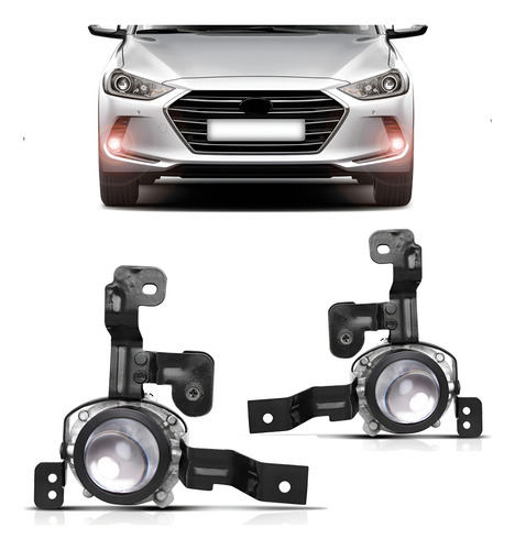 Par Farol Milha Elantra 2017 2018 Com Suporte. Direito + Esquerdo
