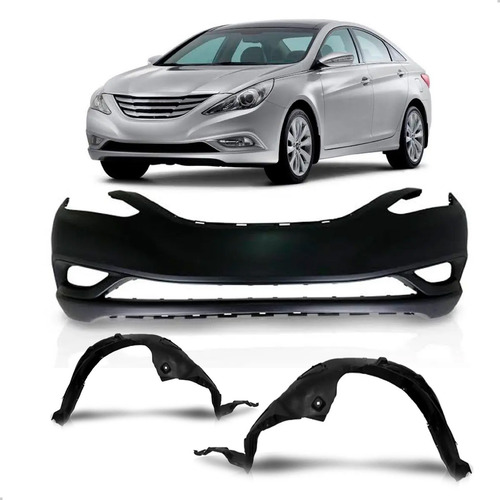 Kit Parachoque Para Sonata 2011 A 2014 C/par De Parabarros Preto
