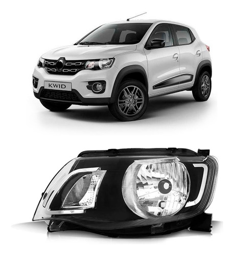 Farol Manual Kwid 2017 A 2022 Black 1ª Linha - Esquerdo/motorista
