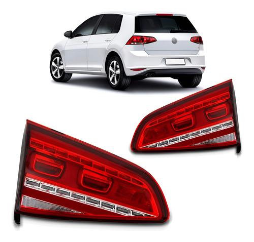 Par Lanterna Traseira Golf 2014 A 2017 Com Led Porta Mala Esquerdo Vermelho