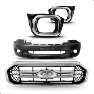 Kit Parachoque E Grade Para Ford Ranger 2020 A 2023 Com Aro Preto