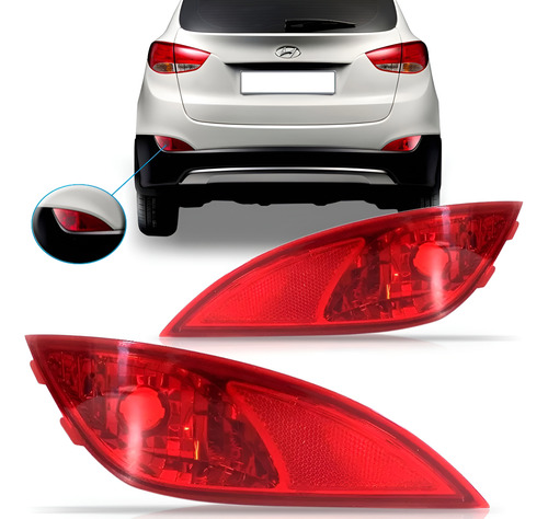 Par Refletor Parachoque Traseiro Ix35 2010 2011 2012 2013. Vermelho