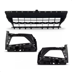 Kit Grade Polo 2018 A 2022 Central E Laterais C/ Furo Milha Preto