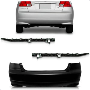 Parachoque Traseiro Civic 2004 A 2005 Com Guias 1a Linha